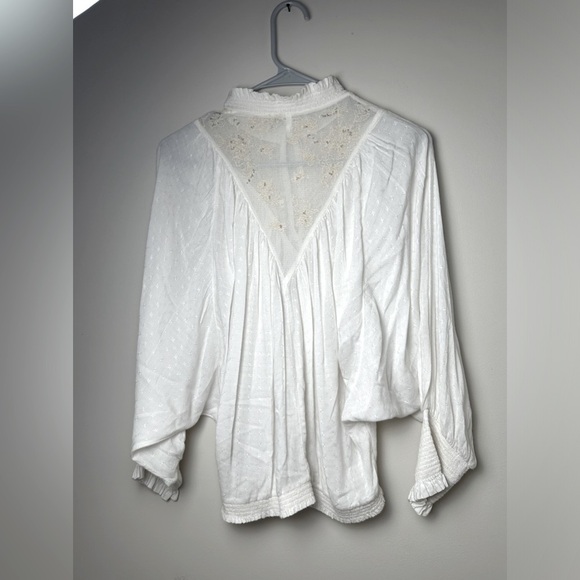 Feather Bone Anthropologie Boho Embroidered Beaded Long Sleeve Blouse Size Small - Picture 5 of 9